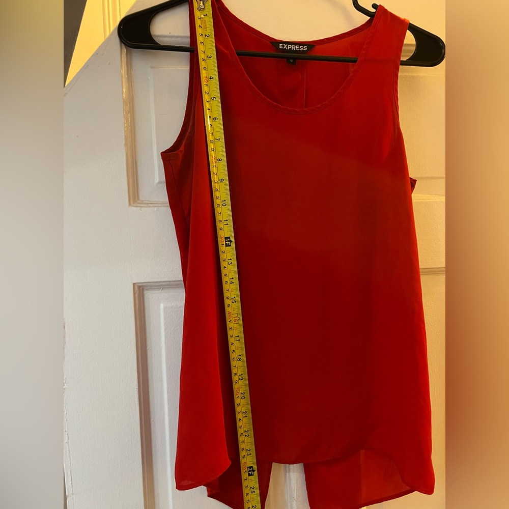 Express open back red tank sleeveless top XS Christmas silk-like polyester LN - Picture 5 of 6
